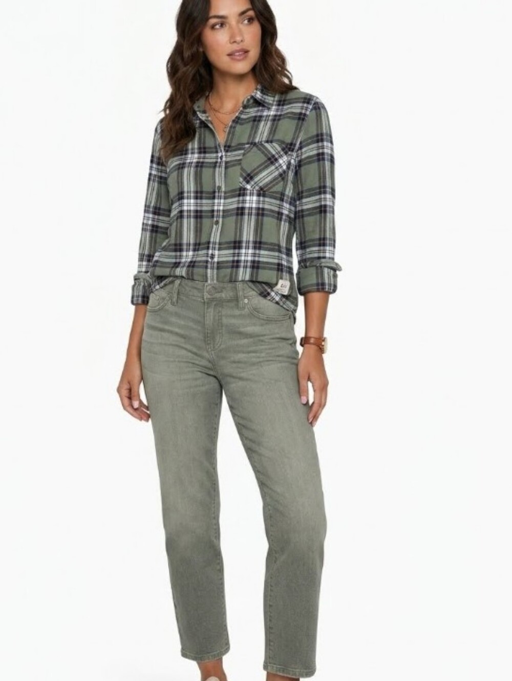 Liverpool Non-skinny Skinny High-Rise Straight Leg Jeans in Vintage Green
